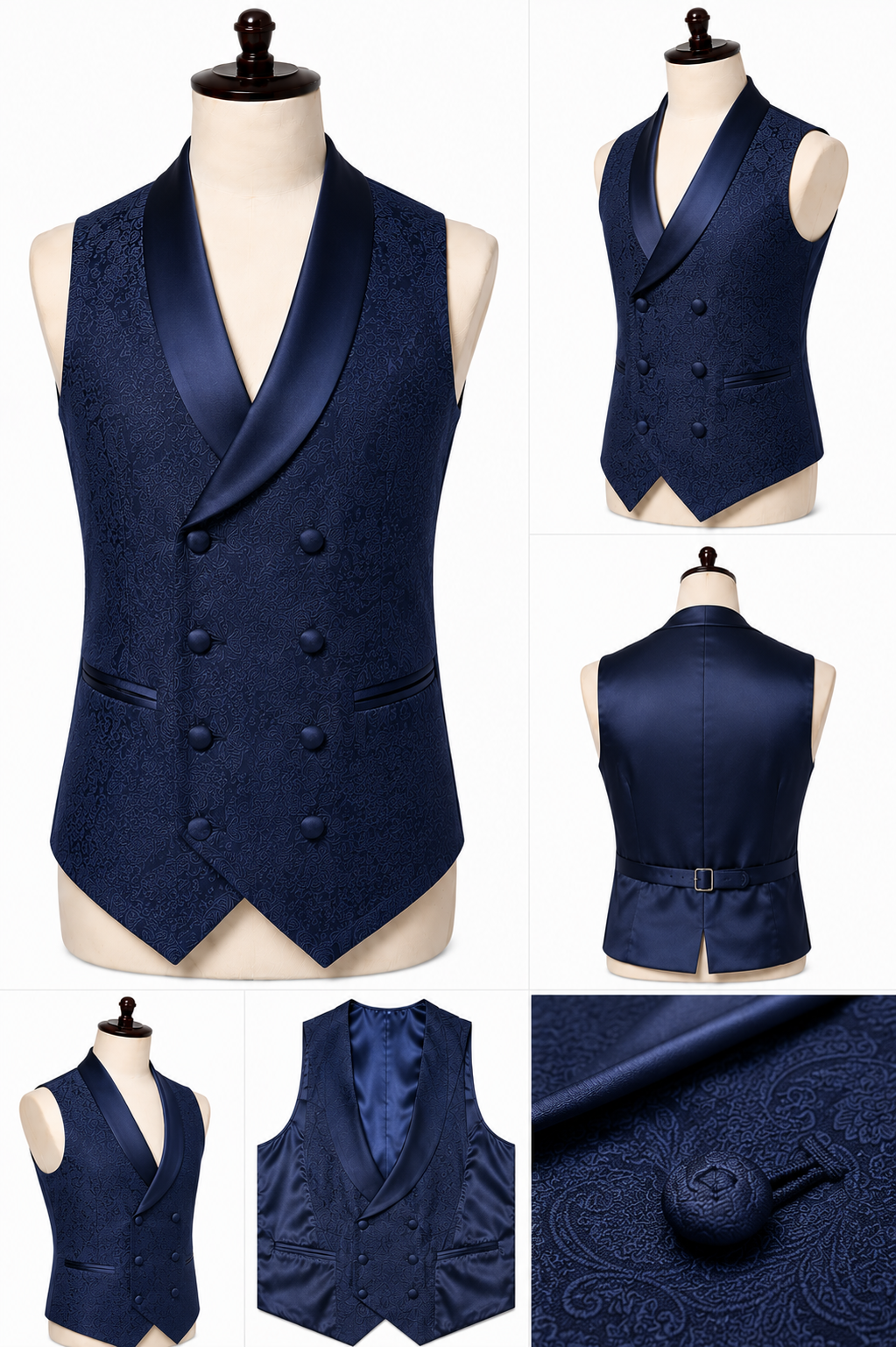 Navy Blue Double Breasted Waistcoat